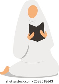 Muslim Hajj Pilgrims at Mecca Illustration. Flat Vector Character.