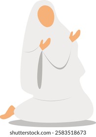 Muslim Hajj Pilgrims at Mecca Illustration. Flat Vector Character.