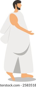 Muslim Hajj Pilgrims at Mecca Illustration. Flat Vector Character.