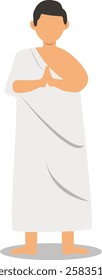 Muslim Hajj Pilgrims at Mecca Illustration. Flat Vector Character.