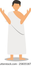 Muslim Hajj Pilgrims at Mecca Illustration. Flat Vector Character.