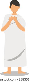 Muslim Hajj Pilgrims at Mecca Illustration. Flat Vector Character.