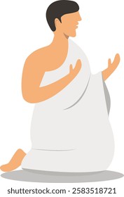 Muslim Hajj Pilgrims at Mecca Illustration. Flat Vector Character.