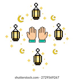 Mão Muçulmana Oração Eid Mubarak
