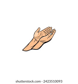 muslim hands up in prayer in islam vector illustration