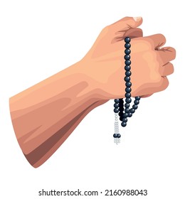 muslim hands with tasbih icon svg