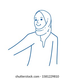 muslim hijab doodle icon vector hand drawing 
