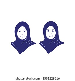 muslim hijab doodle icon vector hand drawing 