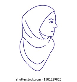 muslim hijab doodle icon vector hand drawing 