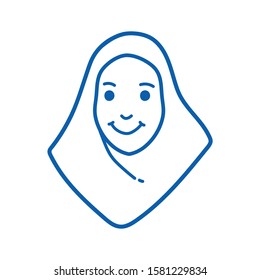 muslim hijab doodle icon vector hand drawing 