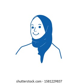 muslim hijab doodle icon vector hand drawing 