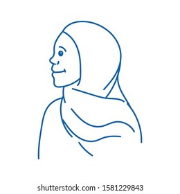muslim hijab doodle icon vector hand drawing 