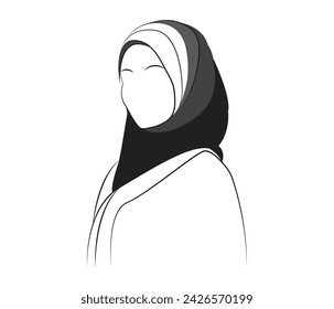 Muslim  hijab girl silhouette vector illustration