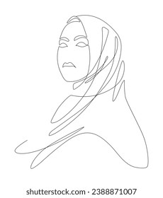 Mujeres musulmanas hijab, línea de ilustración de arte dibujada a mano para moda boutique o negocios. Ilustración del vector