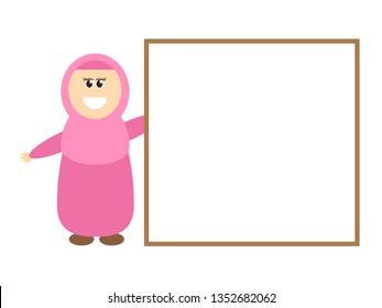 Muslim holding frame. Vector illustration. 