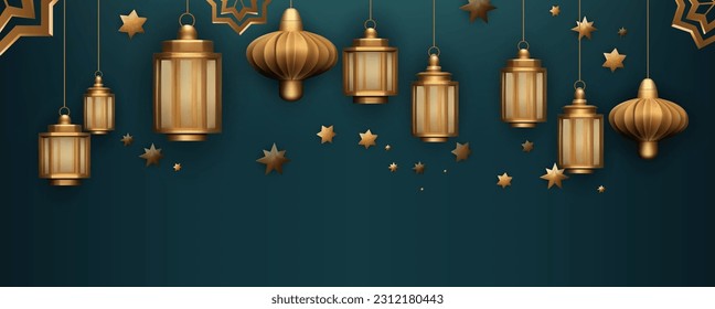 Muslim Holiday Background with Lanterns. Vector Illustration EPS10