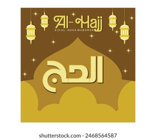Muslim holiday celebration. Performing Hajj in Mecca. Eid Al Adha concept. Flat vector illustration.
