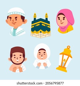 Muslim holiday Eid al-Adha Characters. vector illustration
