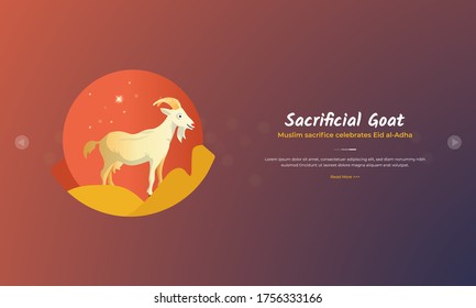 Muslim holiday of Eid al-Adha mubarak with goat vector illustration
