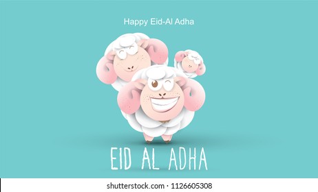 Muslim holiday Eid al-Adha. the sacrifice a ram sheep. Beautiful text handwritten lettering design for for graphic poster, greeting card etc.Greeting vector illustration