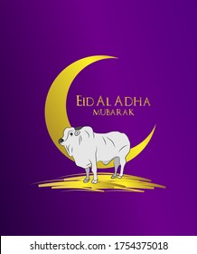 Muslim holiday Eid al-Adha. the sacrifice a ram. graphic design decoration kurban bayrami. month lamb, sheep, and camel. vector illustration.
