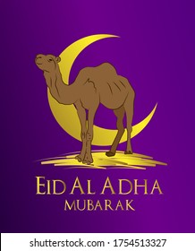 Muslim holiday Eid al-Adha. the sacrifice a ram. graphic design decoration kurban bayrami. month lamb, sheep, and camel. vector illustration.