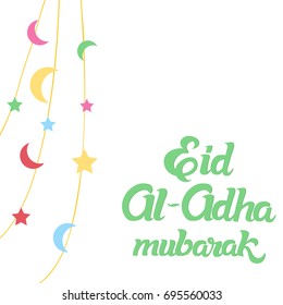 Muslim holiday Eid al-Adha. the sacrifice a ram or sheep. graphic design decoration of flyers, posters, cards. lettering Eid al-Adha mubarak (Feast of the Sacrifice)