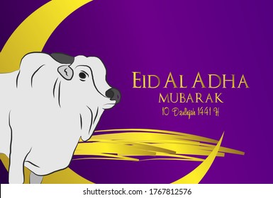 Muslim holiday Eid al-Adha.1441 H the sacrifice a ram. graphic design decoration kurban bayrami. month lamb, sheep, and camel. vector illustration.