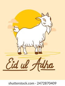 Muslim holiday Eid al-Adha.1445 H the sacrifice a ram. graphic design decoration kurban bayrami. month is mean muslim event logo