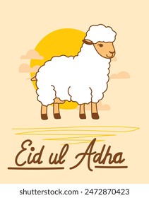 Muslim holiday Eid al-Adha.1445 H the sacrifice a ram. graphic design decoration kurban bayrami. month is mean muslim event logo