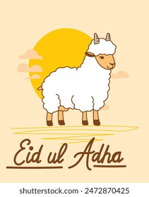Muslim holiday Eid al-Adha.1445 H the sacrifice a ram. graphic design decoration kurban bayrami. month is mean muslim event logo