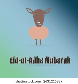 Muslim holiday Eid al-Adha.floral lamb and a sheep. vector illustration blue green background
