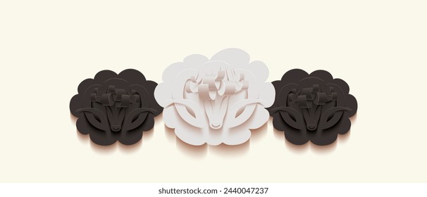 Muslim holiday Eid al-Adha,the sacrifice a ram or white and black sheep,graphic design decoration kurban bayrami,month of a lamb,vector illustration 