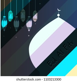 Muslim holiday Eid al-Fitr for the celebration of Muslim community celebration. greeting card vector illustration with graphic design decoration seamless pattern background.