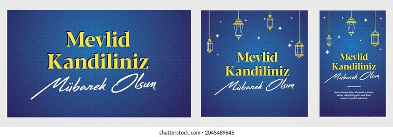 Muslim holiday, feast. Islamic holy night concept vector. Mevlid kandilimiz mübarek(mubarak) olsun (Translate: Blessed our Mevlid Kandil (Mevlid Kandil is one of the five Islamic holy nights)) 