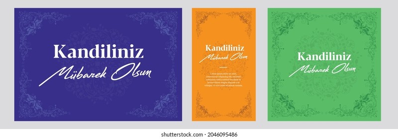 Muslim holiday, feast. Islamic holy night concept vector. Mevlid kandilimiz mübarek(mubarak) olsun (Translate: Blessed our Mevlid Kandil (Mevlid Kandil is one of the five Islamic holy nights)) 