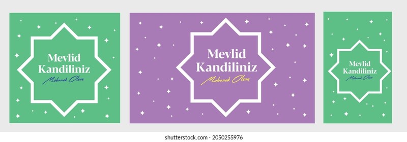 Muslim holiday, feast. Islamic holy night concept vector. Mevlid kandilimiz mübarek(mubarak) olsun (Translate: Blessed our Mevlid Kandil (Mevlid Kandil is one of the five Islamic holy nights)) 