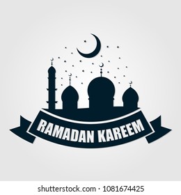 Muslim Holiday Ramadan Kareem Label, Icon or Sign Isolated on white background. Vector illustration.