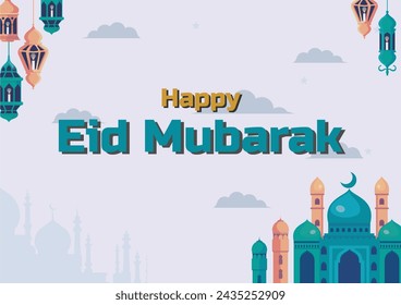 Muslim holidays with Arabic ornaments in the background