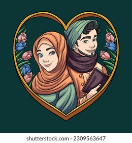 Muslim Husband And Wife Love Cartoon