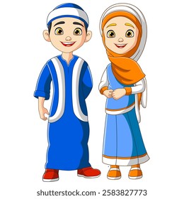 Muslim husband and wife. Vector illustration