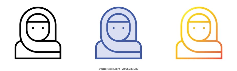 muslim icon. Linear, Blue Fill and Gradient Style Design Isolated On White Background
