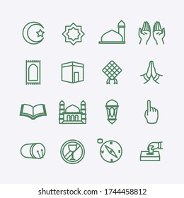 muslim icon set collection package with line style perfect for islam ramadan id mubarak mosque vector illustration