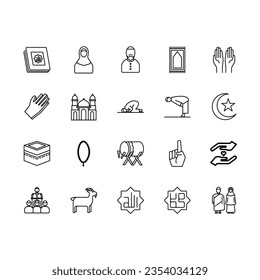 The Muslim icon set thoughtfully represents a wide array of cultural and religious elements, providing a comprehensive visual representation of the Muslim identity and traditions