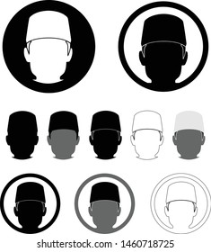 Muslim icon silhouettes wear cap with gray variations