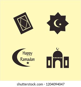 muslim icon. muslim vector icons set islam symbol, happy ramadan, holy quran and mosque