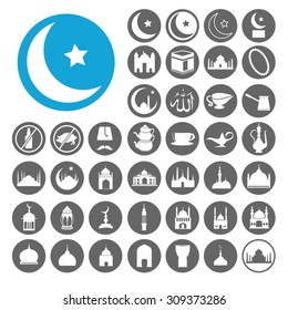 Muslim icons set. Illustration EPS10