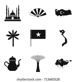 Muslim icons set. Simple set of 9 muslim vector icons for web isolated on white background