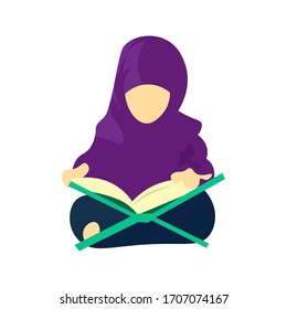Muslim illustration design template reading the Koran