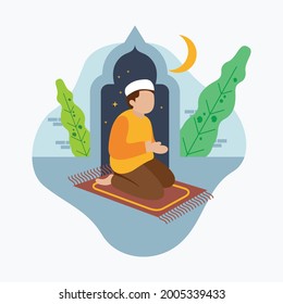a muslim with illustration praying